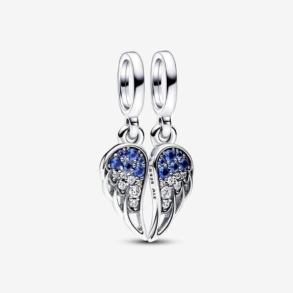 Pandora Sparkling Splitable Angel Wings Dangle Charm - Picture 1 of 3